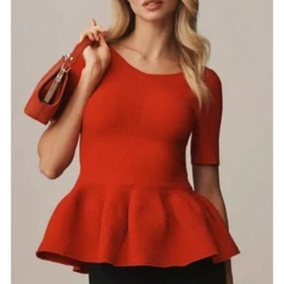 Anthropologie / Maeve Short-Sleeve Hourglass Knit Top - Picture 2 of 6